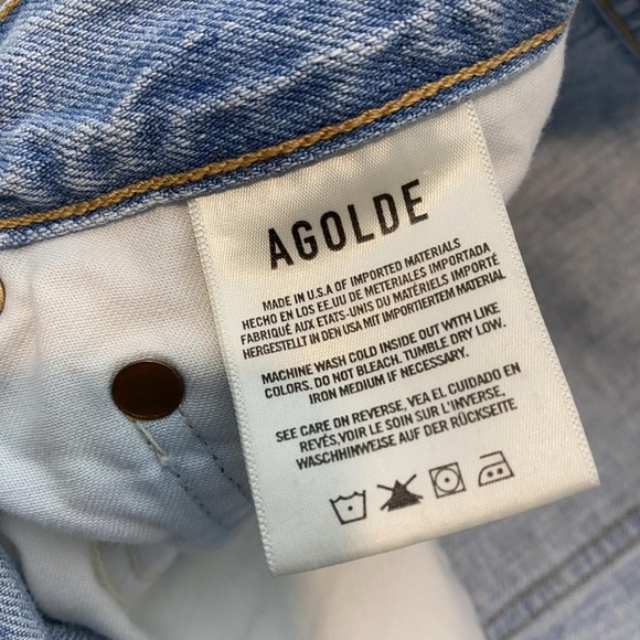 AGOLDE Straight Leg Jeans Womens 29 Light Wash High Rise Distressed Denim Boho - Picture 6 of 13